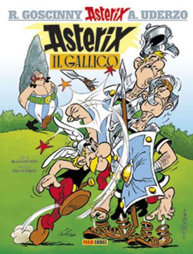 Asterix che combatte contro due soldati