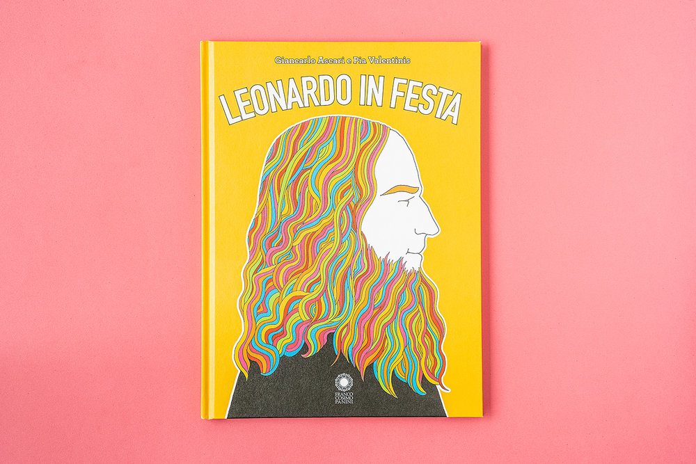 Leonardo di profilo con capelli multicolor