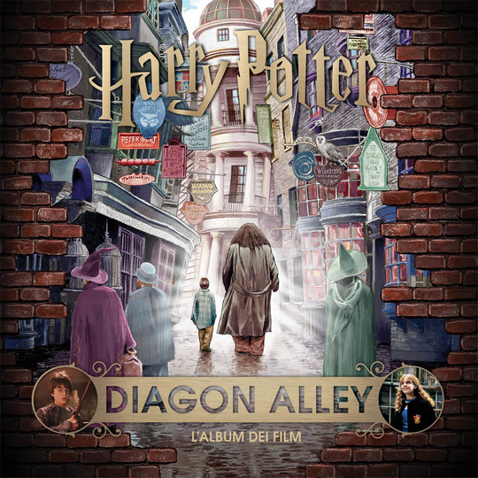 Harry Potter e Hagrid che passeggiano a Diagon Alley