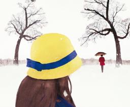 Bambina con cappello giallo